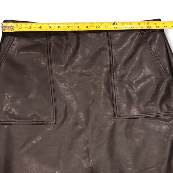 Banana Republic Faux Leather Pencil Skirt Black High-Waist Career Slit Skirt 14 - Picture 6 of 9
